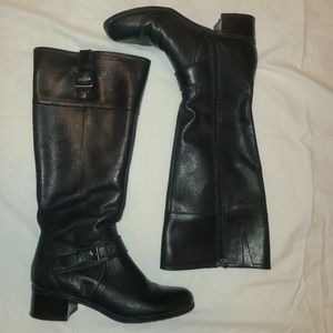 Bandolino black leather block heel boots like 6.5